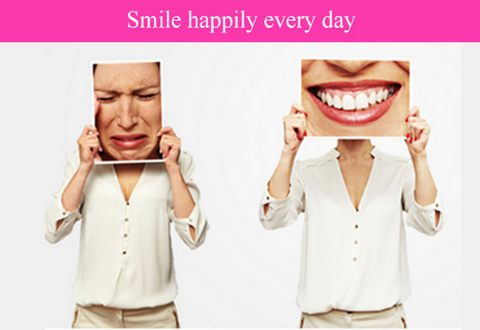 Cosmetic dental veneers covering teeth