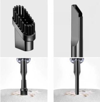 Compact dust buster cleaning a car interior