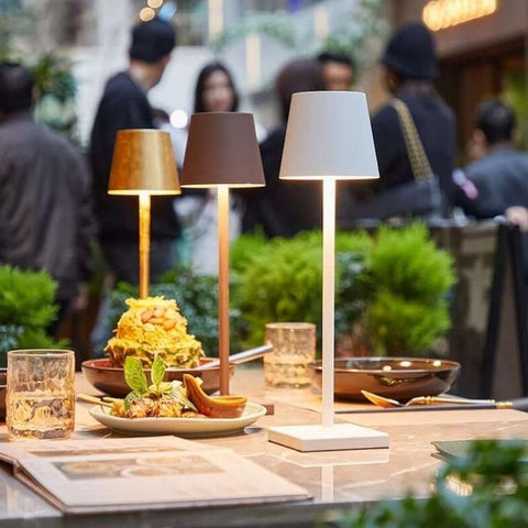 Modern rechargeable table lamp in a living room setting