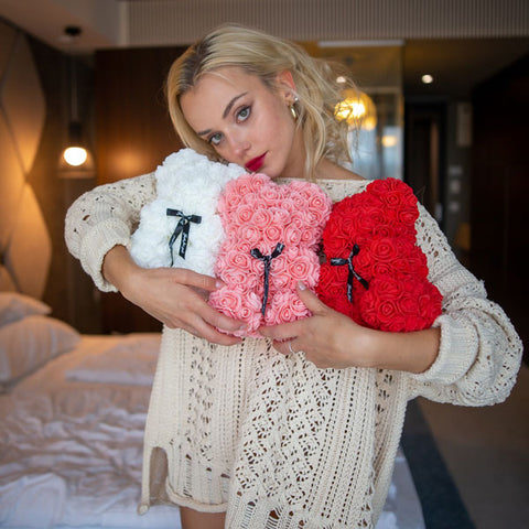 Beautiful rose flower teddy bear gift