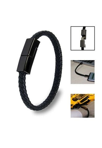 Stylish charging cable bracelet in black