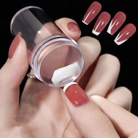Transparent silicone nail stamper with scraper