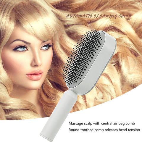 Self Cleaning Hair Brush with bristles retracted