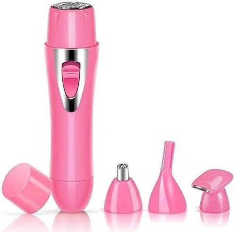 Compact electric facial hair remover with multiple heads