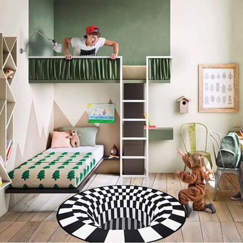 Close-up view of the texture and pattern of the 3D Vortex Illusion Rug