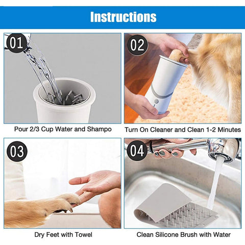 Automatic paw cleaner with a dog's paw inside