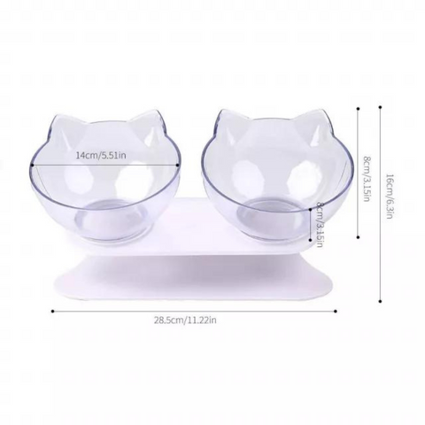 Elevated pet food bowl with 15 degree tilt