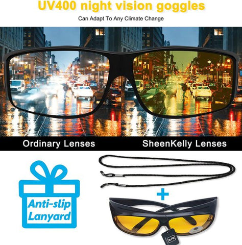 Night vision glasses with yellow lenses