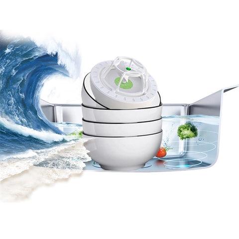 Portable ultrasonic dishwasher on a counter