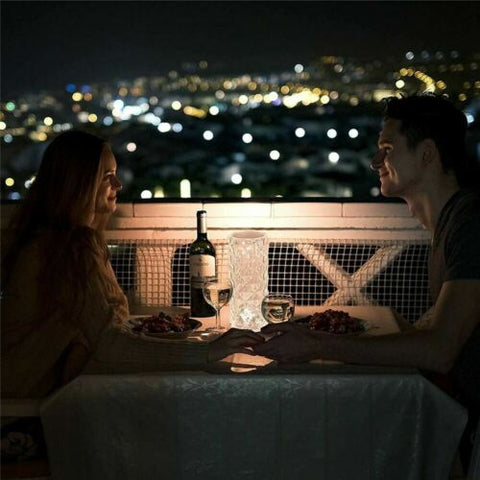 Crystal table lamp displaying multiple colors