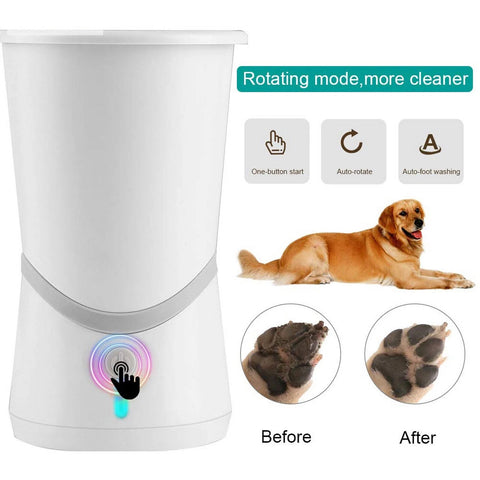 Close-up of the automatic paw cleaner with water