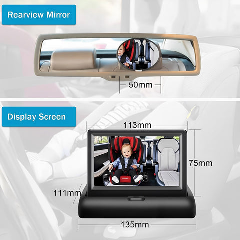 Car baby monitor camera displaying a baby clearly in the dark using night vision