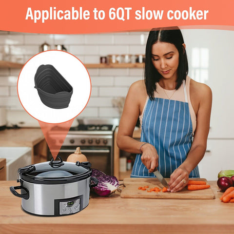 Silicone Slow Cooker Liner with food inside