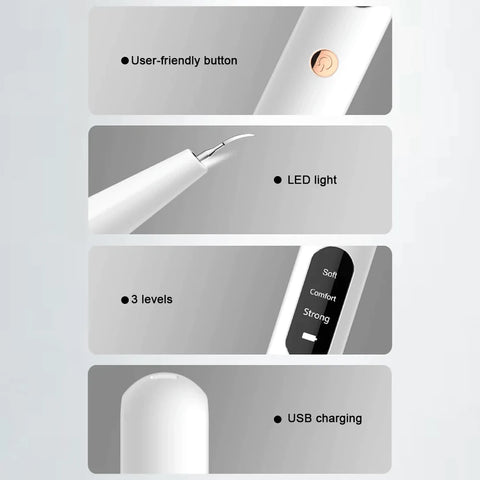 Close up of Easy Home Ultrasonic Calculus Remover Dental Scaler tip