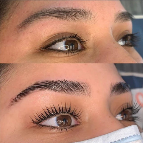 Close-up of the eyebrow lamination kit contents