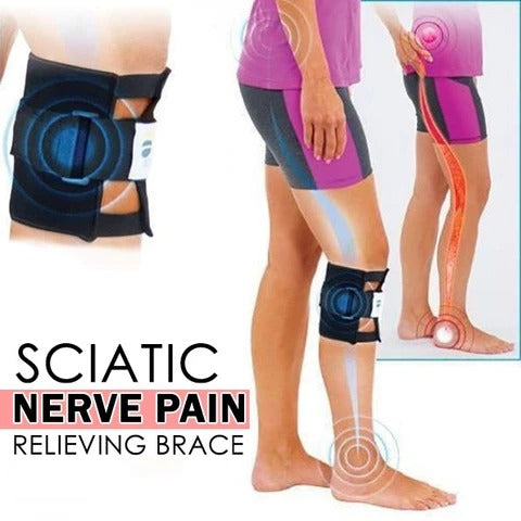 Close up of sciatic pain relief knee brace
