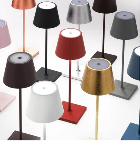 Diagram showing dimensions of the rechargeable table lamp