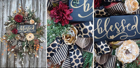 Wreath displayed on a front door