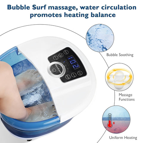 Foot spa bath massager with heat and bubbles