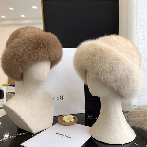 Woman wearing the stylish and warm winter hat