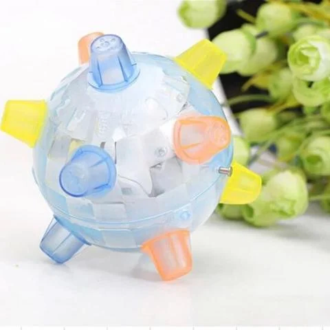 Dog playing with LED jumping ball