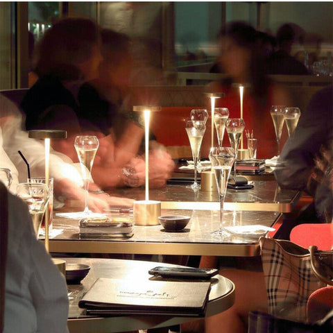 Rechargeable cordless lamp in a modern setting