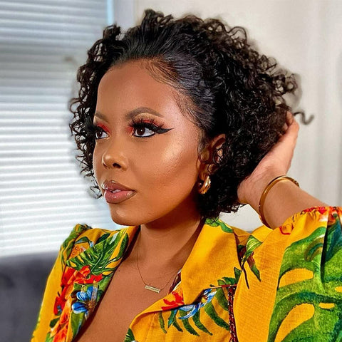 Short curly pixie bob wig