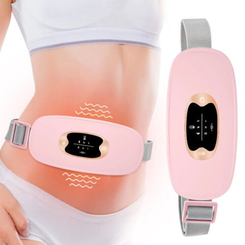 Woman using Smart Heating Massage Belt for period pain